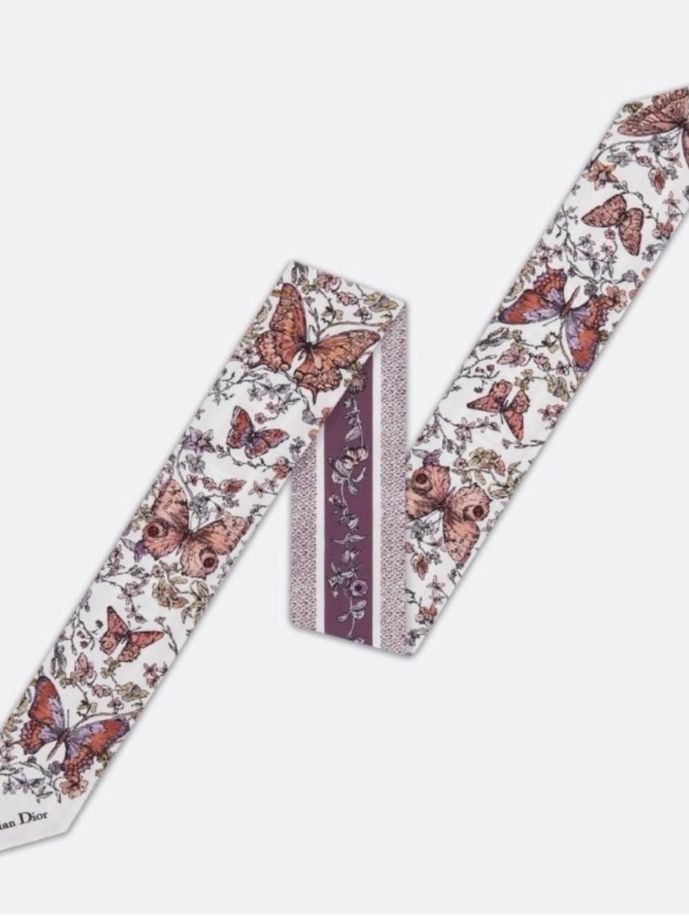 Dior White Butterfly Print Silk Neck Scarf - Picture 2 of 10